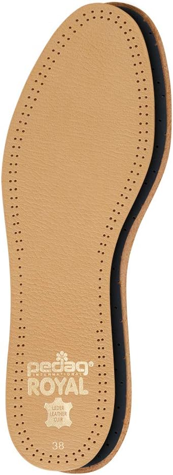 Pedag Royal | Genuine Lambskin Leather Insoles | Made in Germany | Vegetable-Tanned Leather | Activated Carbon for Anti-Odor | Latex Foam Padding | Thin & Absorbent | US Women 9/ EU 39 | Tan