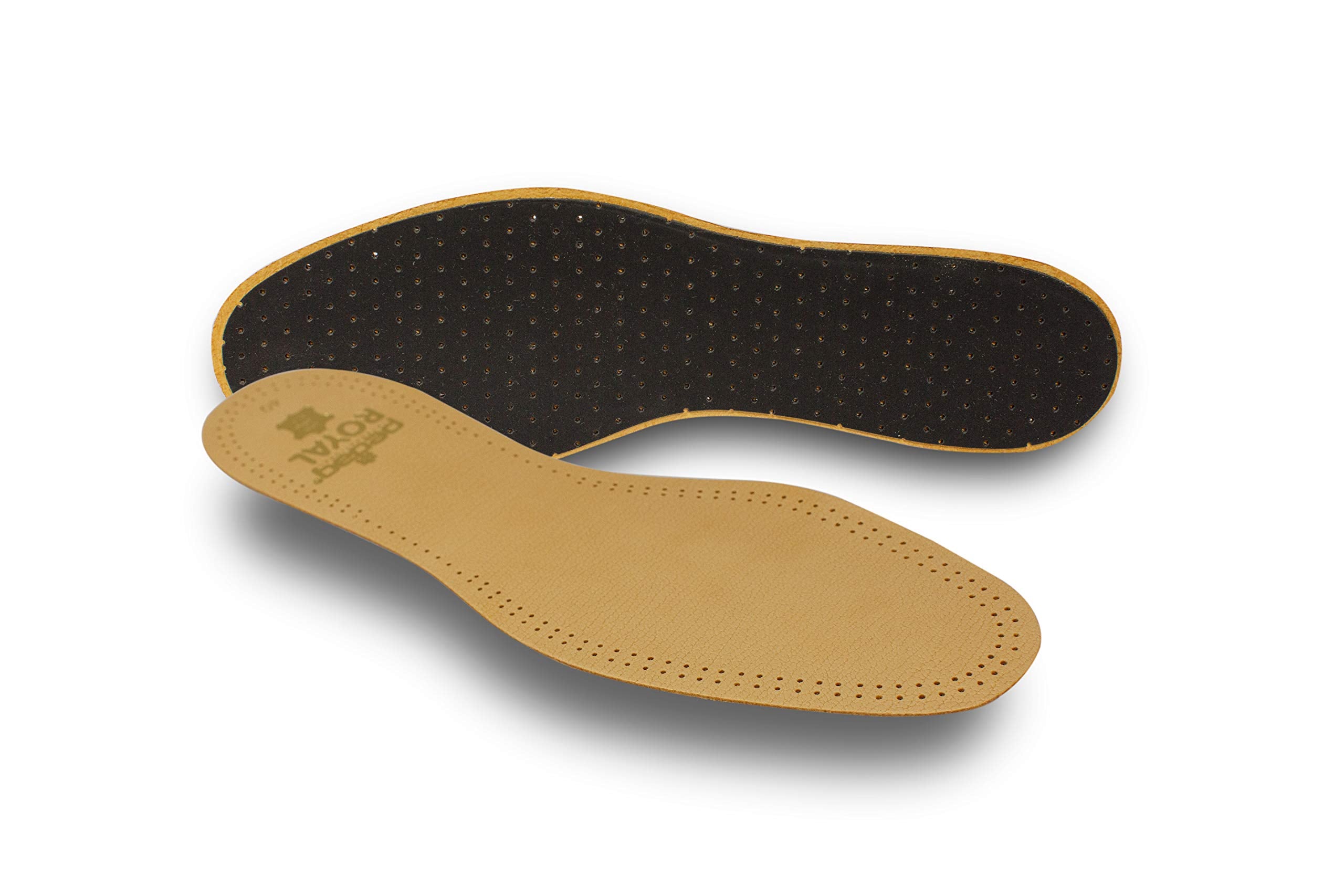 Pedag Royal | Genuine Lambskin Leather Insoles | Made in Germany | Vegetable-Tanned Leather | Activated Carbon for Anti-Odor | Latex Foam Padding | Thin & Absorbent | US Women 9/ EU 39 | Tan