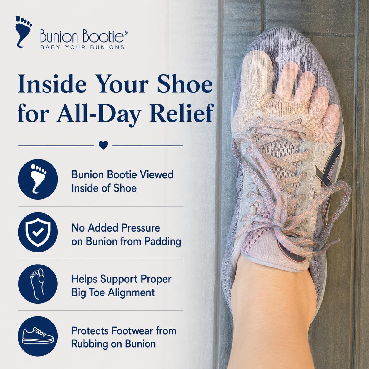 Bunion Corrector for Women and Men, Big Toe Straightener. XSmall-Left | Ultra Thin Bunion Sleeve Sock, Hallux Valgus Relief and Toe Alignment, Fits Inside All Shoes for Day and Night Wear