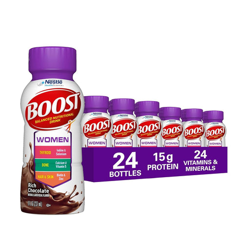 BOOST Women Balanced Nutritional Drink, Rich Chocolate, 8 FL OZ, 24 pk