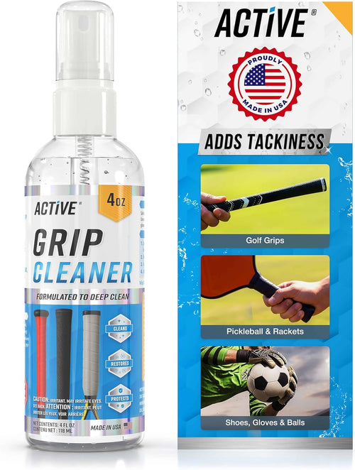 ACTIVE Grip Cleaner & Restore Spray - 2-in-1 Grip Spray for Basketball Shoes, Golf Club Cleaner, Pickleball Paddle Reset, Football Glove Boost, Volleyball Shoe Traction, Remove Oil, Dirt & Sweat - 4oz